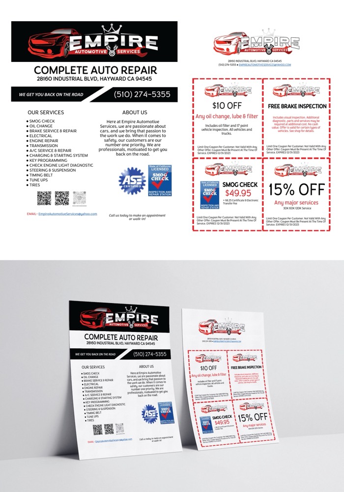 Empire Automotive promotional flyer artwork