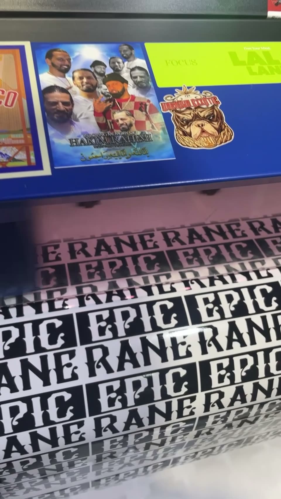 Large-format printer running custom stickers